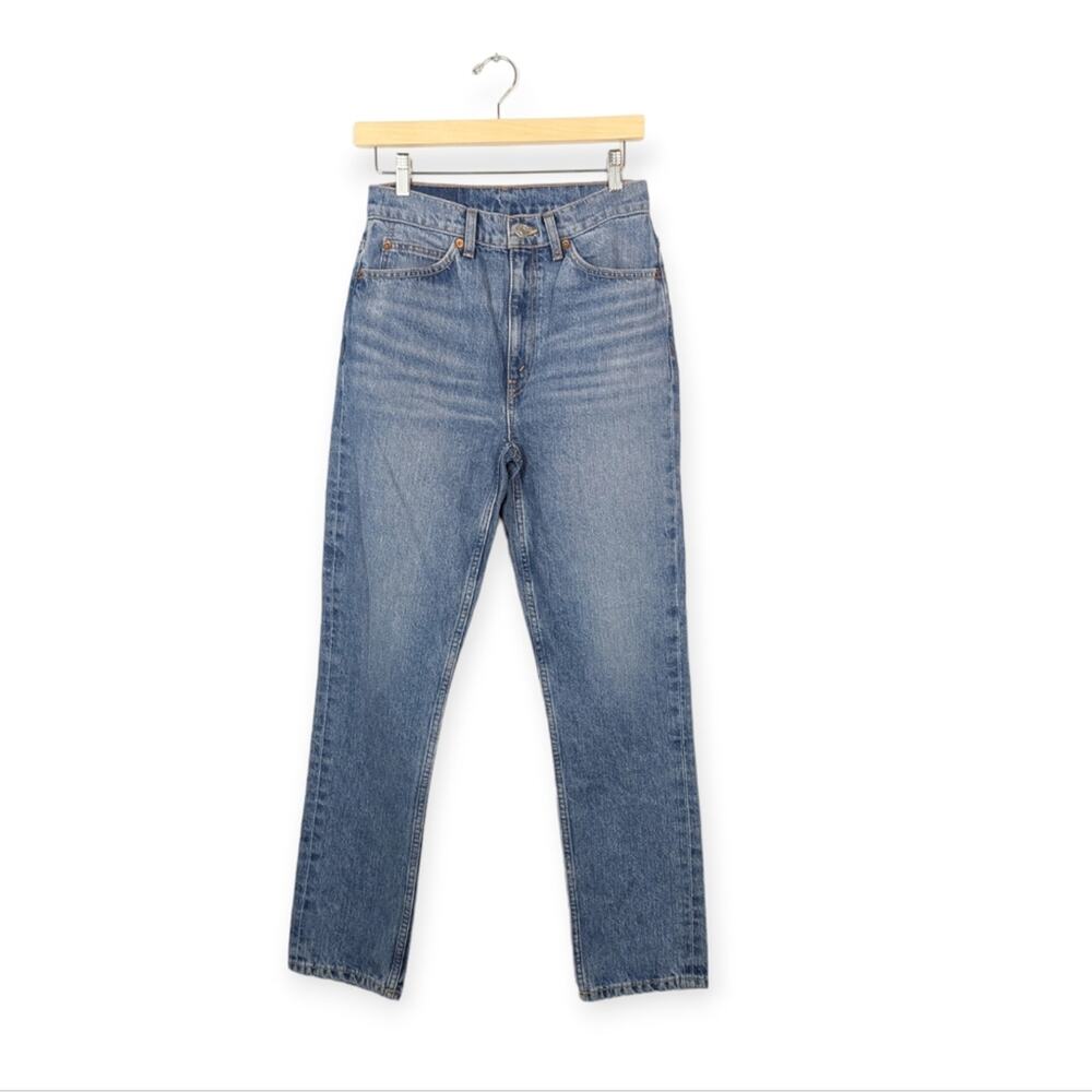RE/DONE Moon Stoned Stud Denim Slim Straight High Rise Jeans Size 26